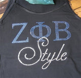 Zeta Phi Beta Style Rhinestone Heat Transfer [Blue/Silver]