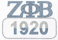 Zeta Phi Beta 1920 Rhinestud Heat Transfer [Blue/Silver]