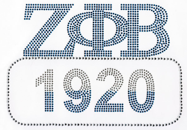 Zeta Phi Beta 1920 Rhinestud Heat Transfer [Blue/Silver]