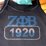 Zeta Phi Beta 1920 Rhinestud Heat Transfer [Blue/Silver]