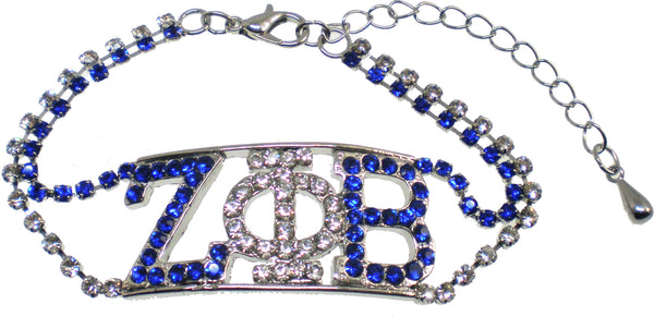 Zeta Phi Beta Double Color Rhinestone Bracelet [Silver]
