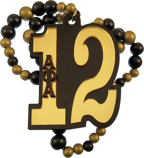 Alpha Phi Alpha Wood Color Bead Tiki Line #12 Medallion [Black/Gold]