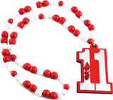 Delta Sigma Theta Wood Color Bead Tiki Line #11 Medallion [Red/White]