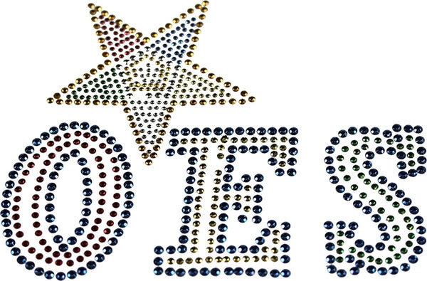 Order of the Eastern Star Pentagon Up Studstone Heat Transfer [Multi-Colored]