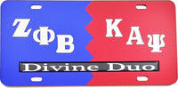 Zeta Phi Beta + Kappa Alpha Psi Divine Duo Split License Plate [Blue/Red - Car or Truck]