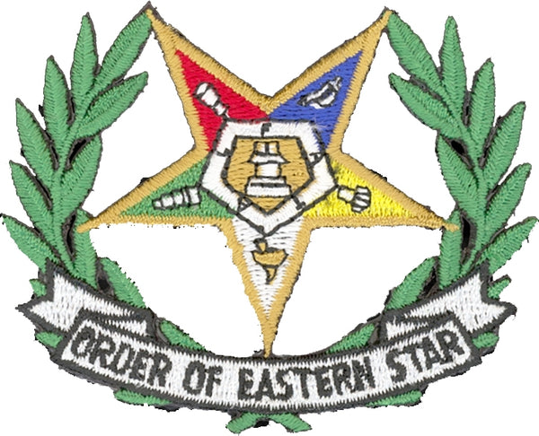 Order of Eastern Star Wreath Iron-On Patch [Green]