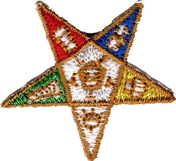 Eastern Star Emblem Pentagram Up Iron-On Patch [Gold]