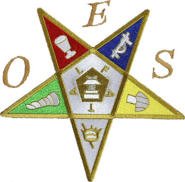 Eastern Star Emblem Pentagram Up Iron-On Patch [Gold]
