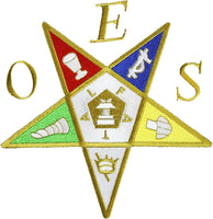 Eastern Star Emblem Pentagram Up Iron-On Patch [Gold]