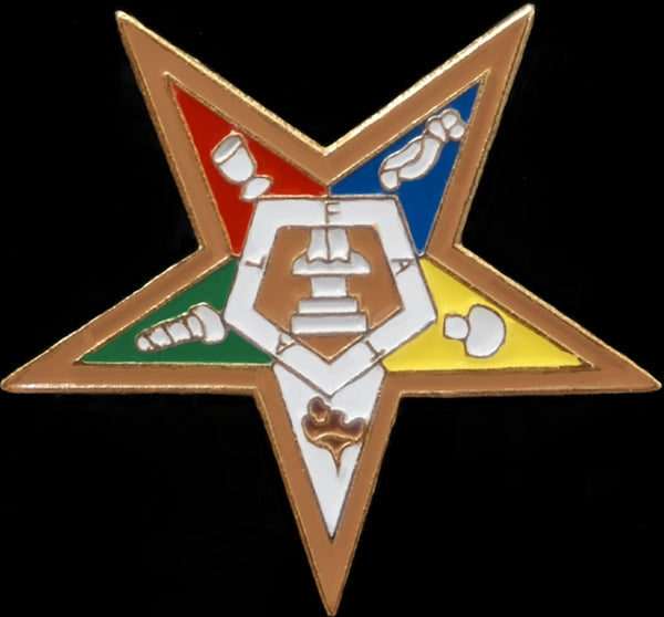 Order of the Eastern Star Pentagram Down Lapel Pin [Gold]