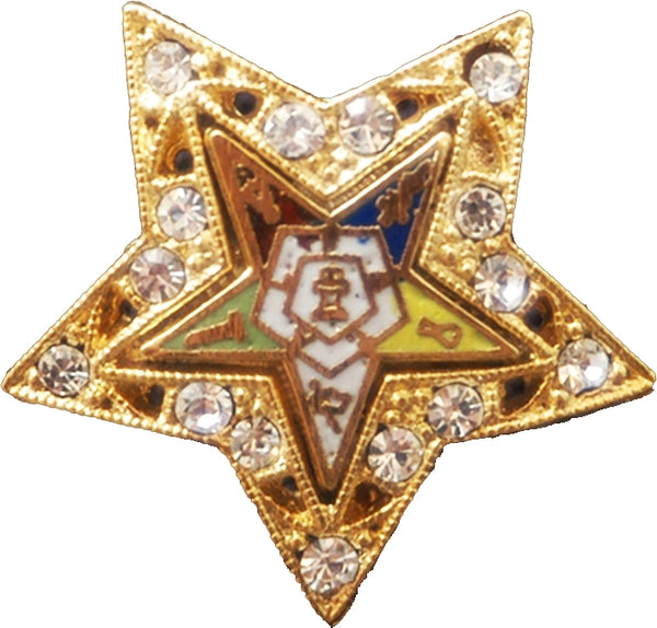 Order Of The Eastern Star With Stones Lapel Pin [Gold]