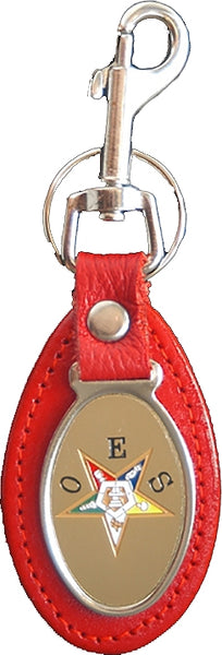 Order of the Eastern Star Leather FOB Key Chain [Red]