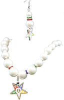 Order Of The Eastern Star Pearl Earrings And Necklace Set [White]