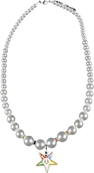 Order Of The Eastern Star Pearl Necklace [White]