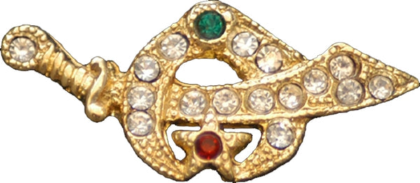Shriner Lady Stone Sword Lapel Pin [Gold]