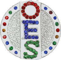 Order of the Eastern Star 3 Letters Single Snap Button with Crystals [Silver]