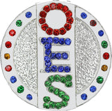 Order of the Eastern Star 3 Letters Single Snap Button with Crystals [Silver]