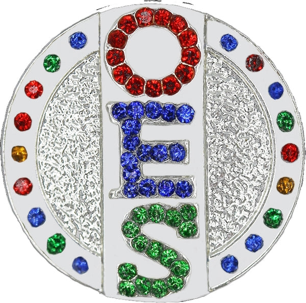 Order of the Eastern Star 3 Letters Single Snap Button with Crystals [Silver]