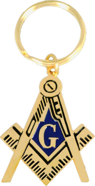 Mason Compass And Square Metal Key Chain [Gold]