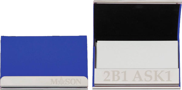 Mason Stainless Steel Business Card Holder With Leather [Blue]