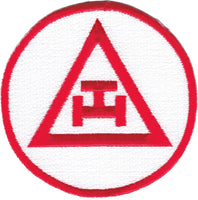 Mason Triple Tau Royal Arch Symbol Round Iron-On Patch [White]