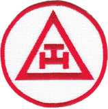 Mason Triple Tau Royal Arch Symbol Round Iron-On Patch [White]