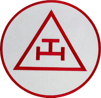 Mason Triple Tau Royal Arch Symbol Round Iron-On Patch [White]