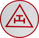Mason Triple Tau Royal Arch Symbol Round Iron-On Patch [White]