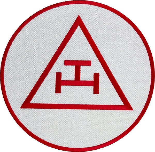 Mason Triple Tau Royal Arch Symbol Round Iron-On Patch [White]