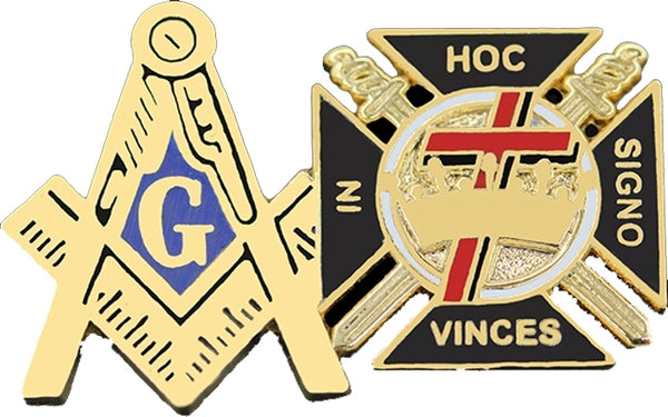 Mason Blue Lodge + Knights Templar Double Duty Lapel Pin [Gold]