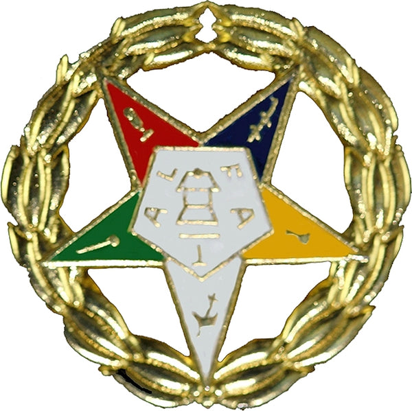 Order Of Eastern Star & Wreath Lapel Pin [Gold]
