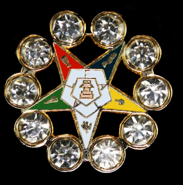 Order Of Eastern Star With Stones Lapel Pin [Gold]