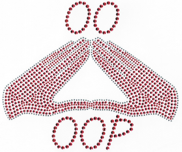 Delta Sigma Theta Hand Sign With Oo Oop Studstone Transfer [Red]