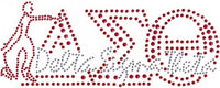 Delta Sigma Theta Script With Lady Fortitude Studstone Heat Transfer [Red]