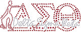 Delta Sigma Theta Script With Lady Fortitude Studstone Heat Transfer [Red]