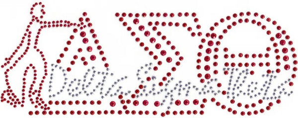 Delta Sigma Theta Script With Lady Fortitude Studstone Heat Transfer [Red]