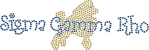 Sigma Gamma Rho Script With Poodle Studstone Heat Transfer [Blue]