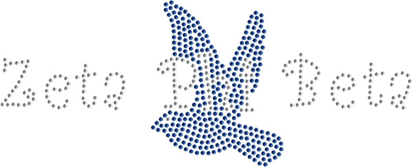 Zeta Phi Beta Script With Dove Studstone Heat Transfer [Silver]