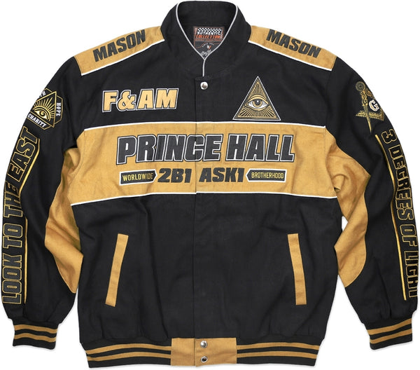 Big Boy Prince Hall Mason Divine S7 Mens Twill Racing Jacket [Black]