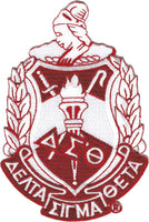 Delta Sigma Theta Crest Embroidered Iron-On Patch [Red/White]