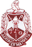 Delta Sigma Theta Crest Embroidered Iron-On Patch [Red/White]