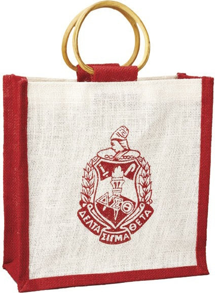 Delta Sigma Theta Crest Mini Jute Gift Bag [Red/White]