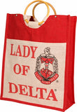 Delta Sigma Theta Lady Pocket Jute Bag [Red/White]