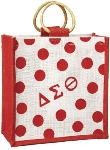 Delta Sigma Theta Polka Dot Mini Jute Gift Bag [Red/White]