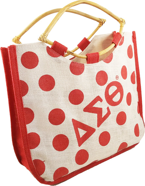 Delta Sigma Theta Polka Dot Jute Bag [Red/White]