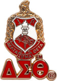 Delta Sigma Theta 3D Crest Lapel Pin With Letters [Gold]