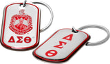 Delta Sigma Theta Epoxy Coated Dog Tag Key Ring [Silver]