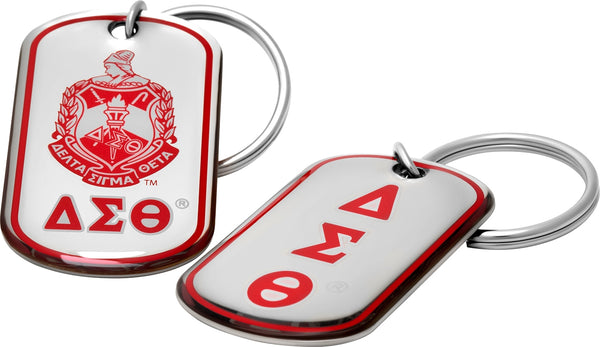 Delta Sigma Theta Epoxy Coated Dog Tag Key Ring [Silver]