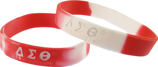 Delta Sigma Theta Tie-Dye Silicone Wristband [Red/White]
