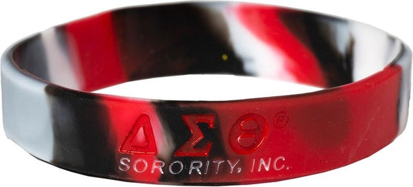 Delta Sigma Theta Tie-Dye Silicone Wristband [Black/Red]